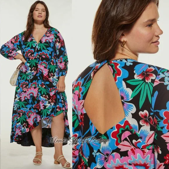 NWT ANTHROPOLOGIE Ruched Floral Maxi Dress. - Picture 5 of 16